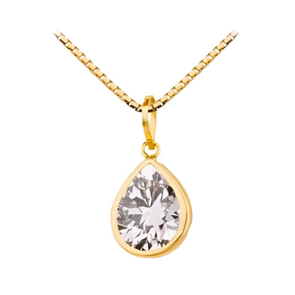 Pingente Gota com Zircônia Branca em Ouro Amarelo 18K