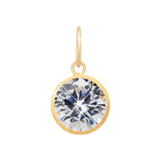 Pingente Ponto de Luz com Zircônia Branca de 6 mm Em Ouro Amarelo 18K