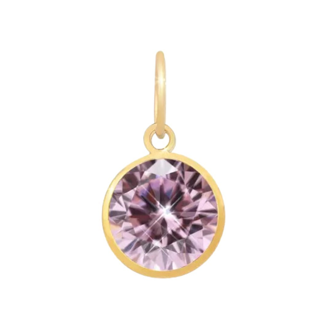 Pingente Ouro 18K Ponto de Luz com Zircônia Rosa