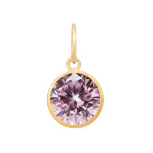 Pingente Ouro 18K Ponto de Luz com Zircônia Rosa