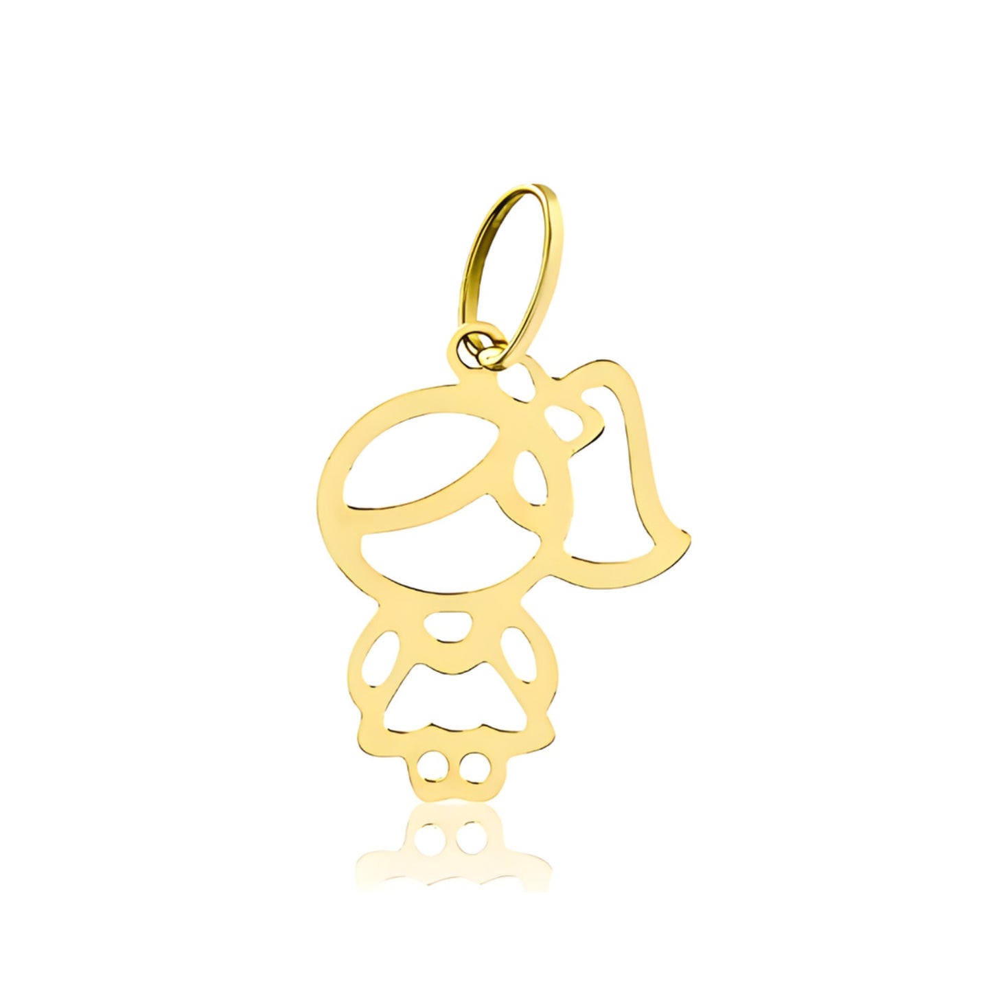 Pingente Menina Vazada em ouro amarelo 18k-750