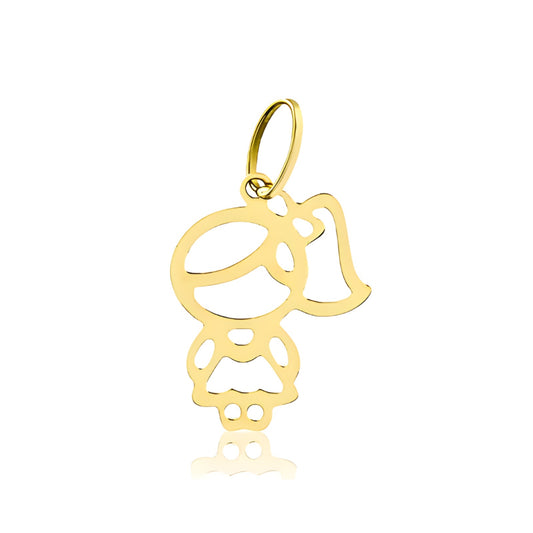 Pingente Menina Vazada em ouro amarelo 18k-750
