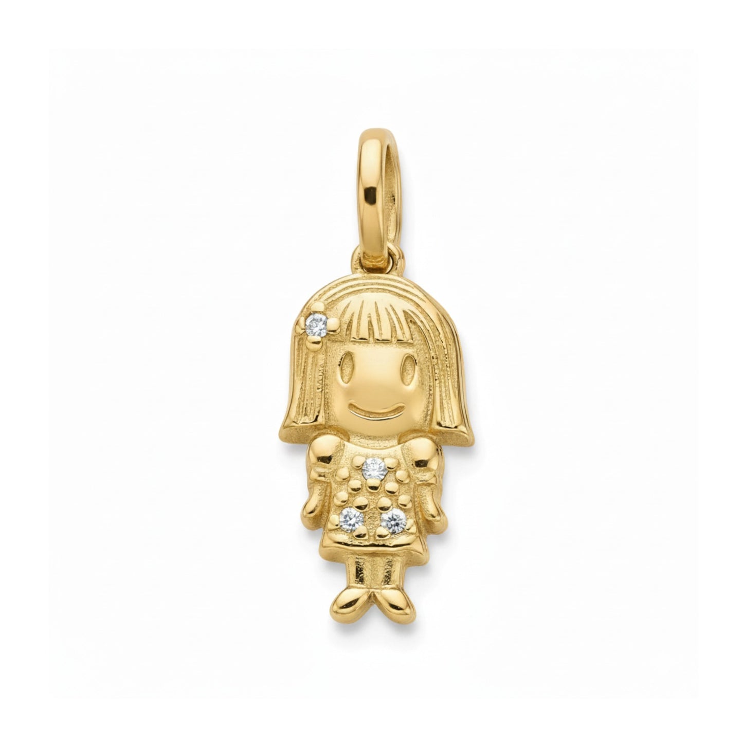 Pingente em Ouro 18K Menina com Cabelo Solto