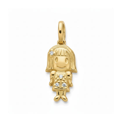 Pingente em Ouro 18K Menina com Cabelo Solto