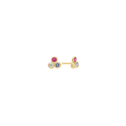 Brinco Cacho De Uva Em Ouro Amarelo 18K-750 Com Zircônias Coloridas