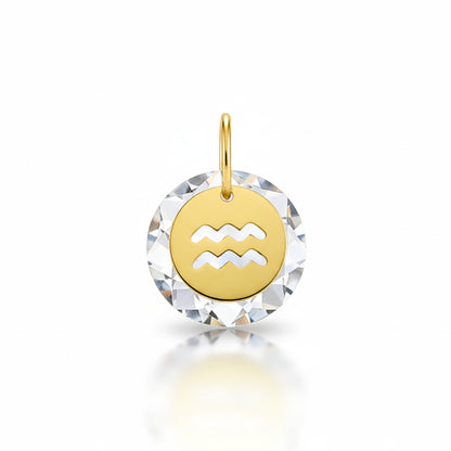 Pingente Signo Aquário em Ouro Amarelo 18K-750