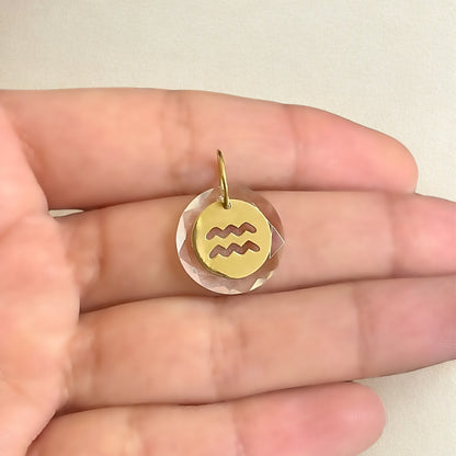 Pingente Signo Aquário em Ouro Amarelo 18K-750