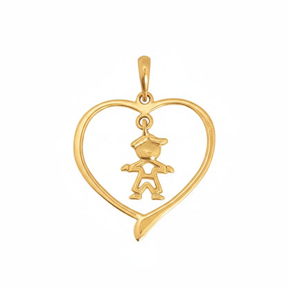 Pingente Menino Coração em ouro amarelo 18k-750