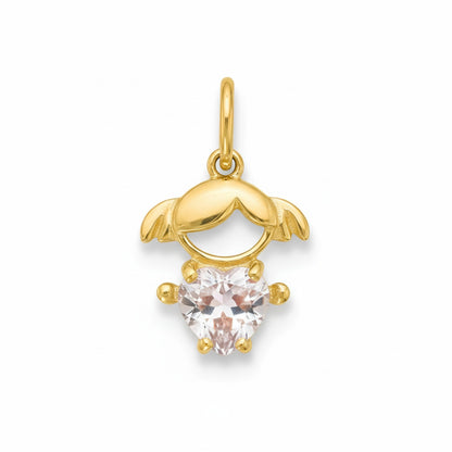 Pingente Menina em ouro 18k com Quartzo Rosa