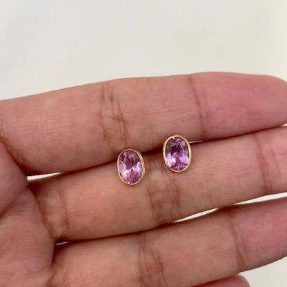 Brinco Chérie em Ouro Amarelo 18K-750, com topázio rosa light