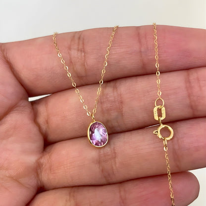 Gargantilha Chérie em Ouro Amarelo 18K-750, com topázio rosa light