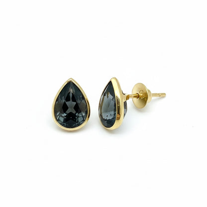 Brinco Elara em Ouro Amarelo 18K-750, com Quartzo Preto