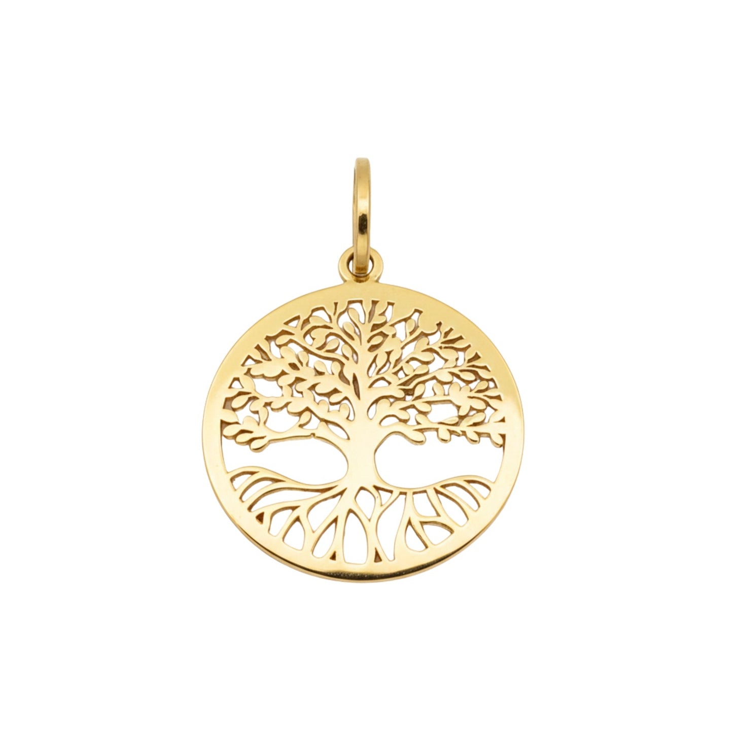 Pingente Medalha Árvore da Vida Vazada em Ouro Amarelo 18K