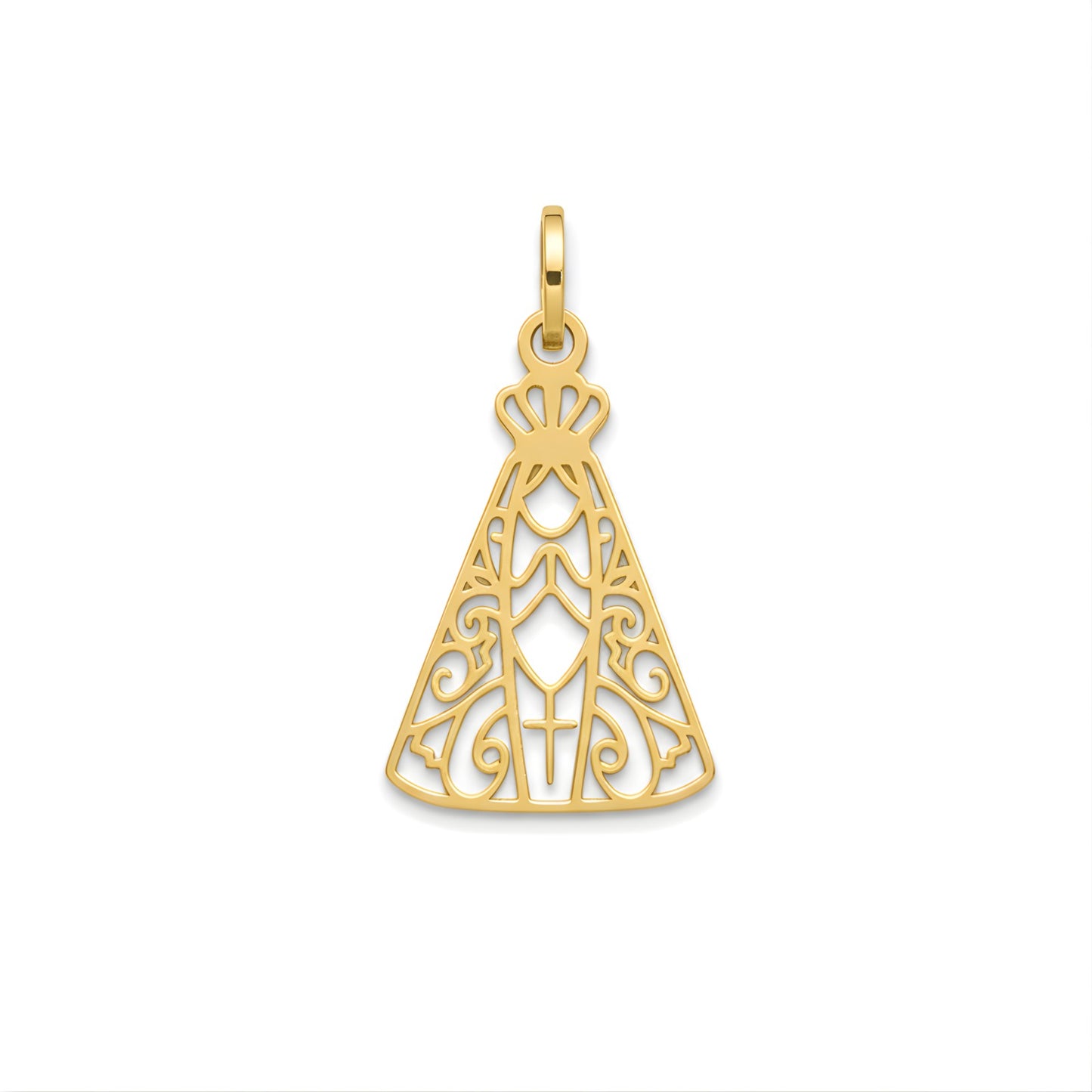 Pingente Nossa Senhora Vazada em Ouro Amarelo 18K