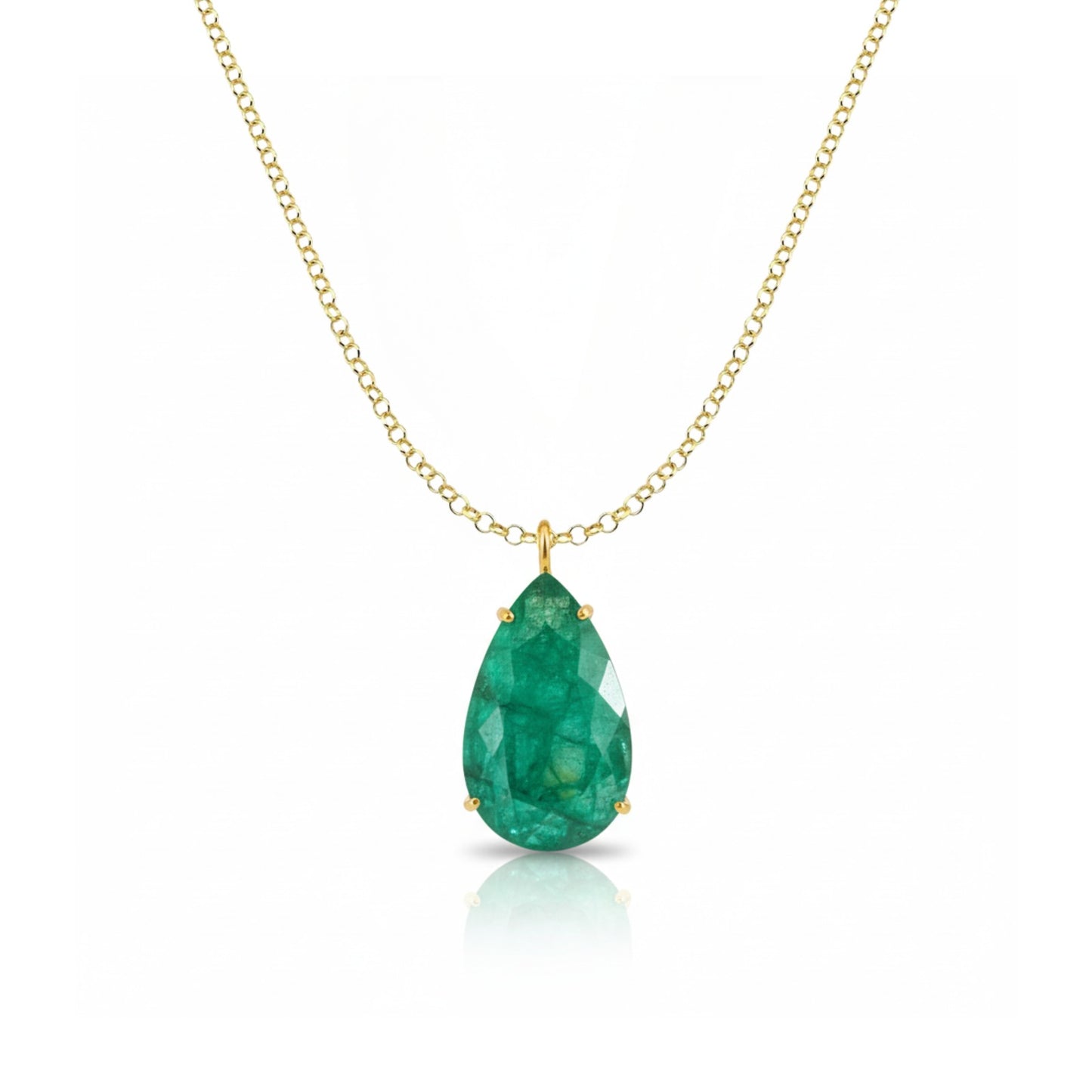 Gargantilha Com Esmeralda Gota em Ouro Amarelo 18K-750