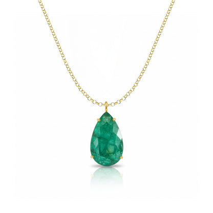 Gargantilha Com Esmeralda Gota em Ouro Amarelo 18K-750