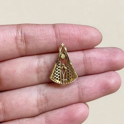 Pingente Nossa Senhora Aparecida com Terço em Ouro Amarelo 18K