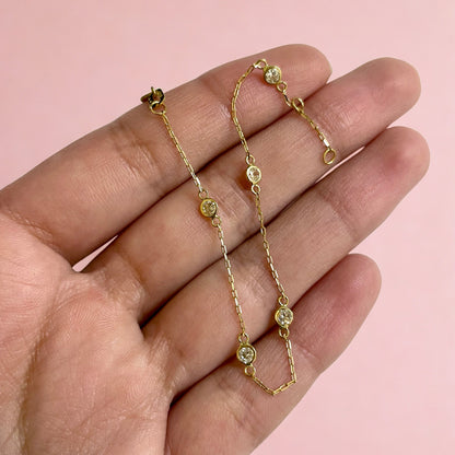 Pulseira Infantil com Zircônias Brancas em Ouro Amarelo 18K-750
