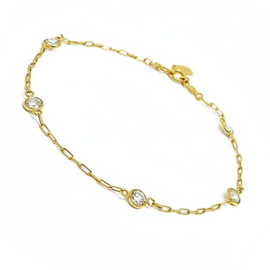 Pulseira Infantil com Zircônias Brancas em Ouro Amarelo 18K-750