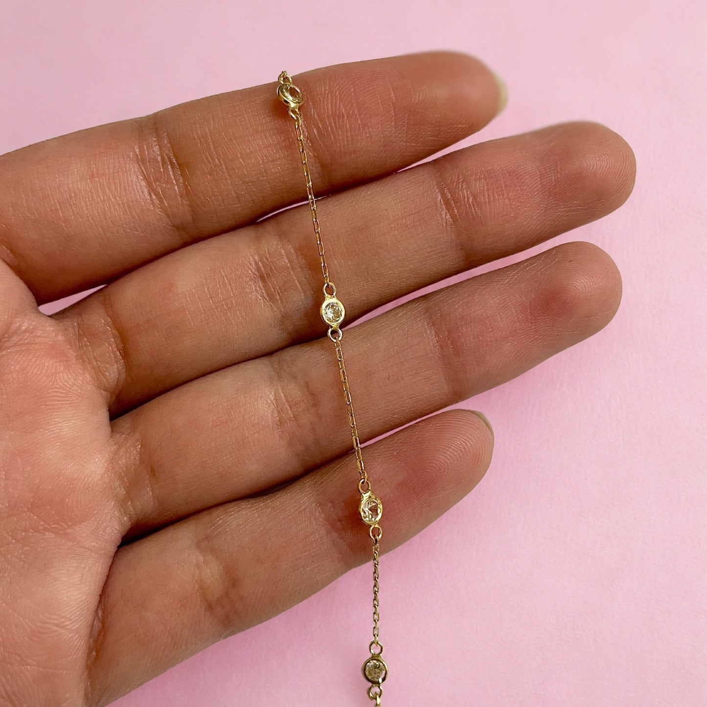 Pulseira Infantil com Zircônias Brancas em Ouro Amarelo 18K-750