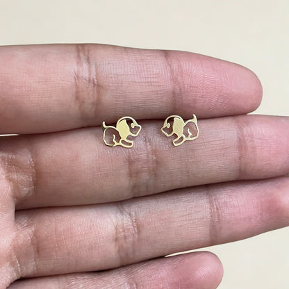 Brinco Infantil Dog em Ouro Amarelo 18K-750
