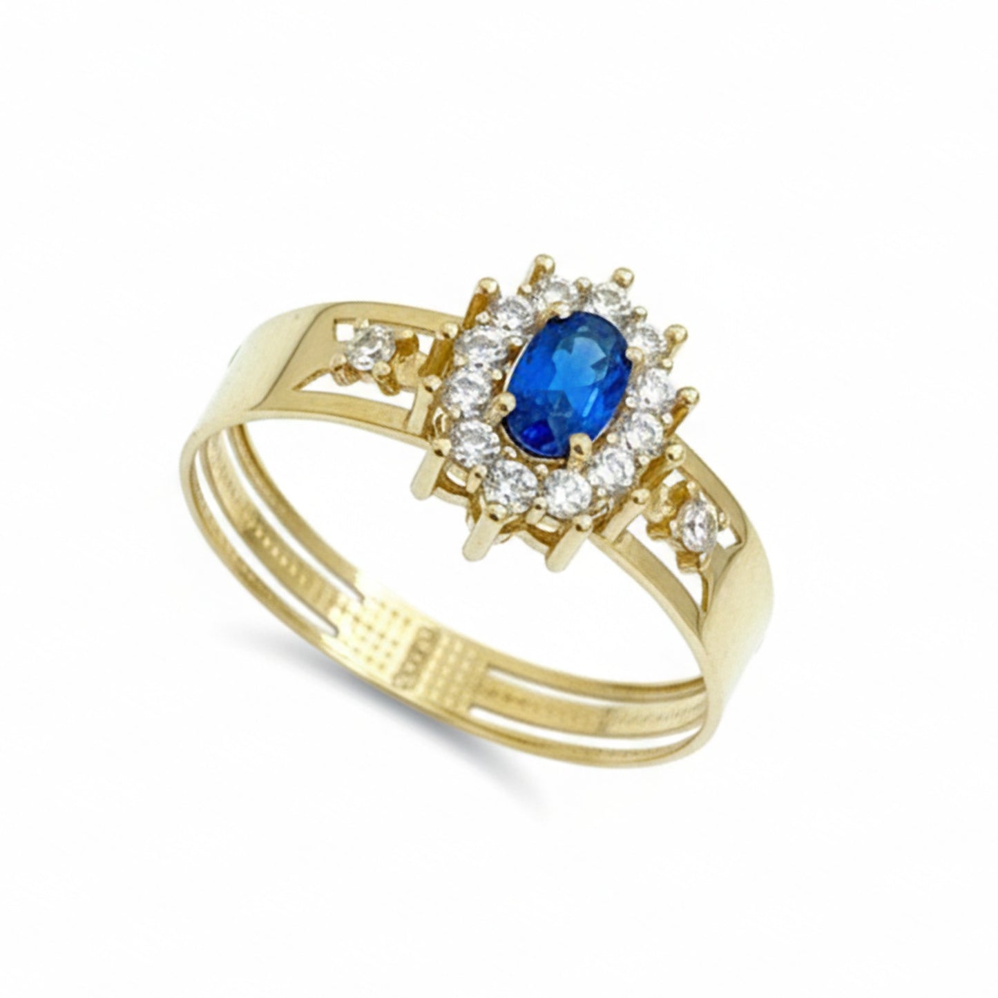 Anel de Formatura Ovallé em Ouro Amarelo 18K-750, com zircônias