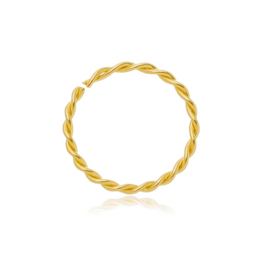 Piercing em Ouro Amarelo 18k para nariz – argolinha torcida