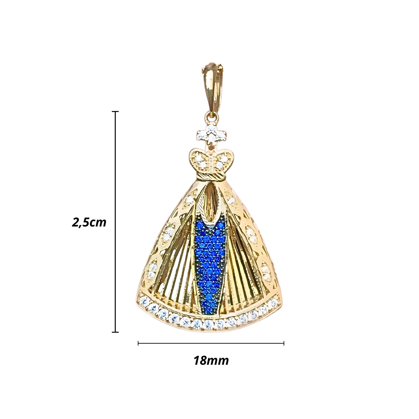Pingente Nossa Senhora Aparecida em Ouro Amarelo 18K-750