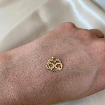 Pingente Coração com Infinito Bicolor em Ouro 18K