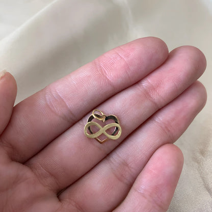 Pingente Coração com Infinito Bicolor em Ouro 18K