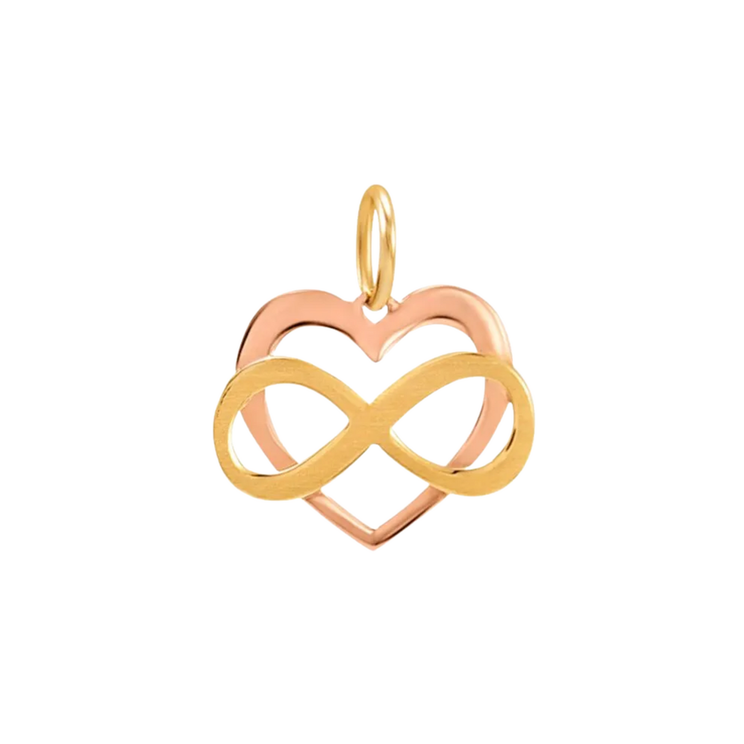 Pingente Coração com Infinito Bicolor em Ouro 18K