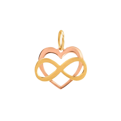 Pingente Coração com Infinito Bicolor em Ouro 18K