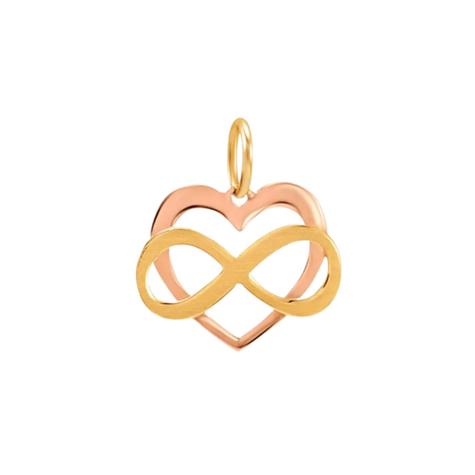 Pingente Coração com Infinito Bicolor em Ouro 18K