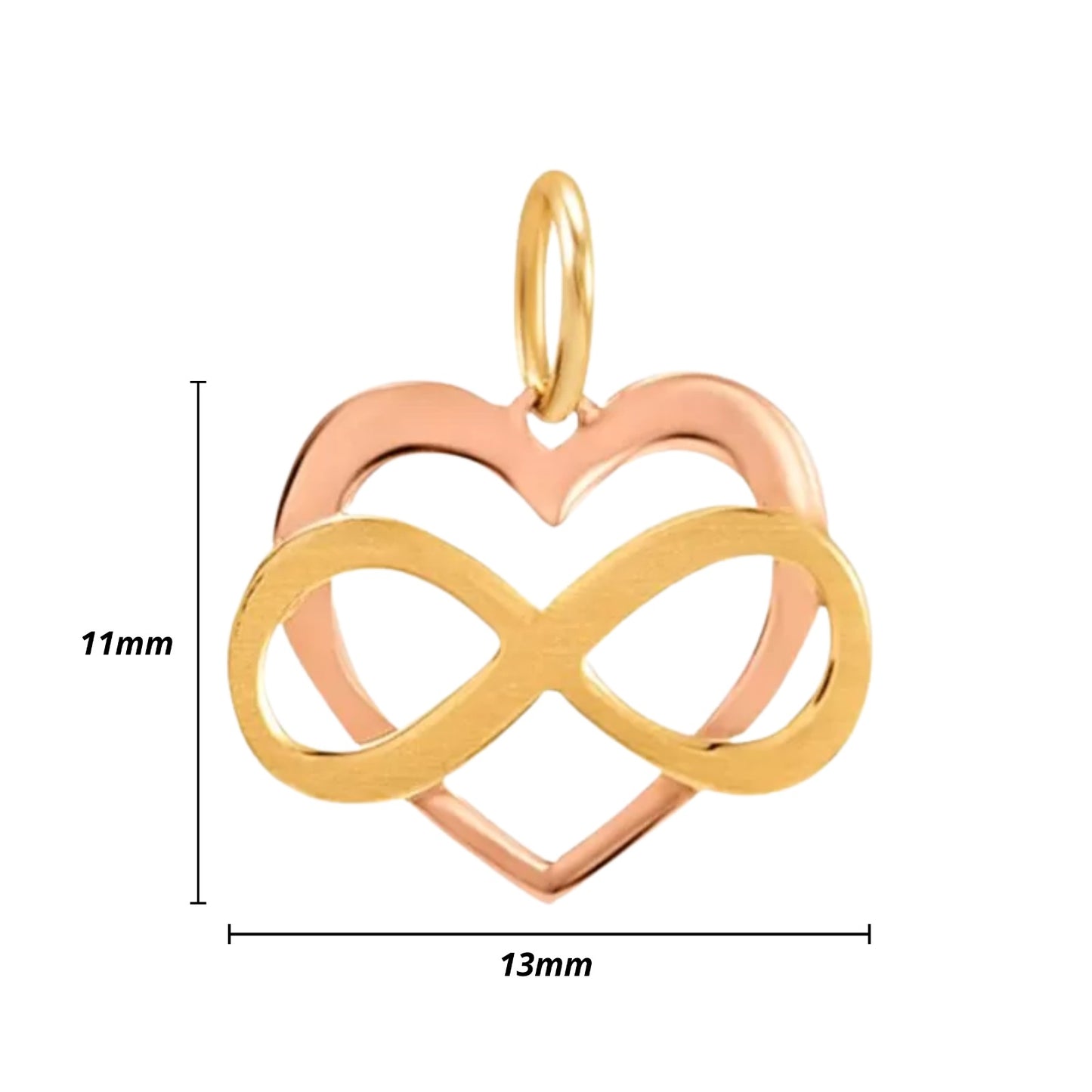 Pingente Coração com Infinito Bicolor em Ouro 18K