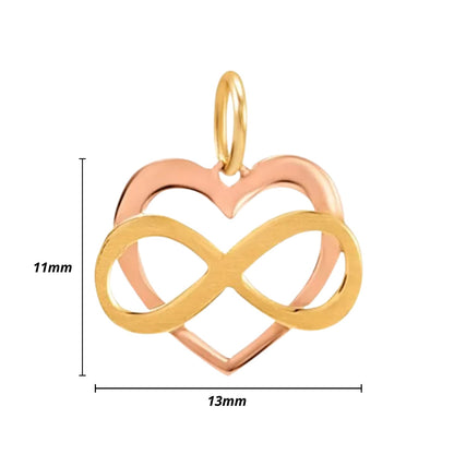 Pingente Coração com Infinito Bicolor em Ouro 18K