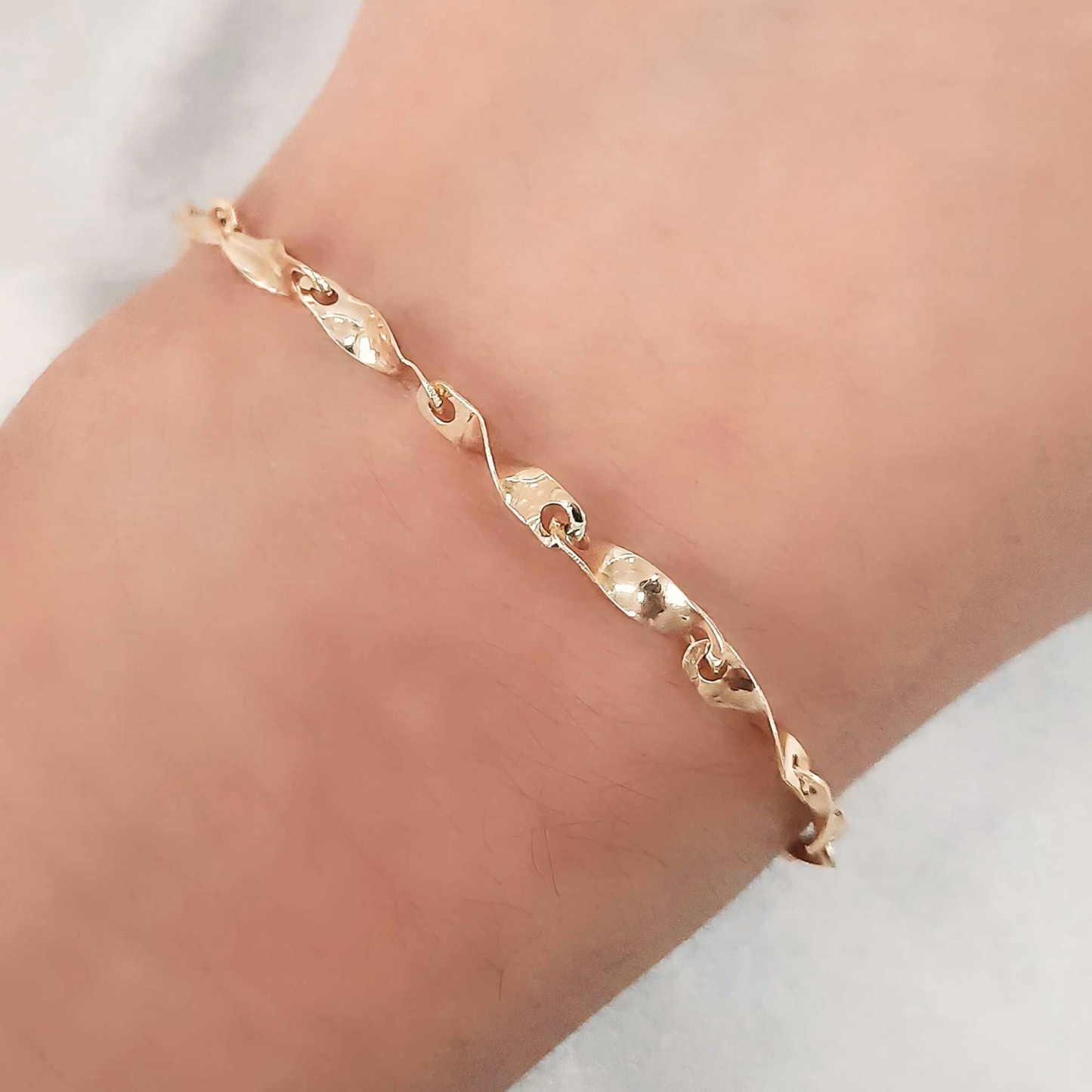 Pulseira 18 Elos Torcidos em Ouro Amarelo e Branco 18K