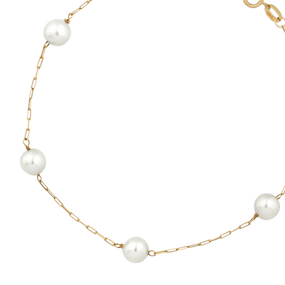 Pulseira com Pérolas em Ouro Amarelo 18K