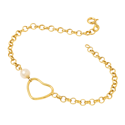 Pulseira em Ouro 18K Elos Portugueses com Coração