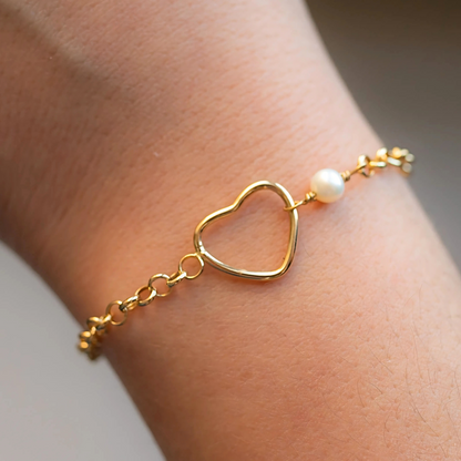 Pulseira em Ouro 18K Elos Portugueses com Coração