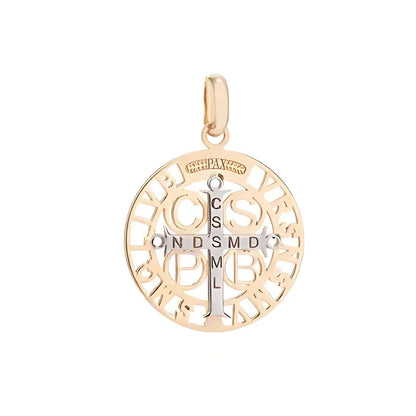 Pingente em Ouro Amarelo 18k - São Bento com Detalhe Rodinado