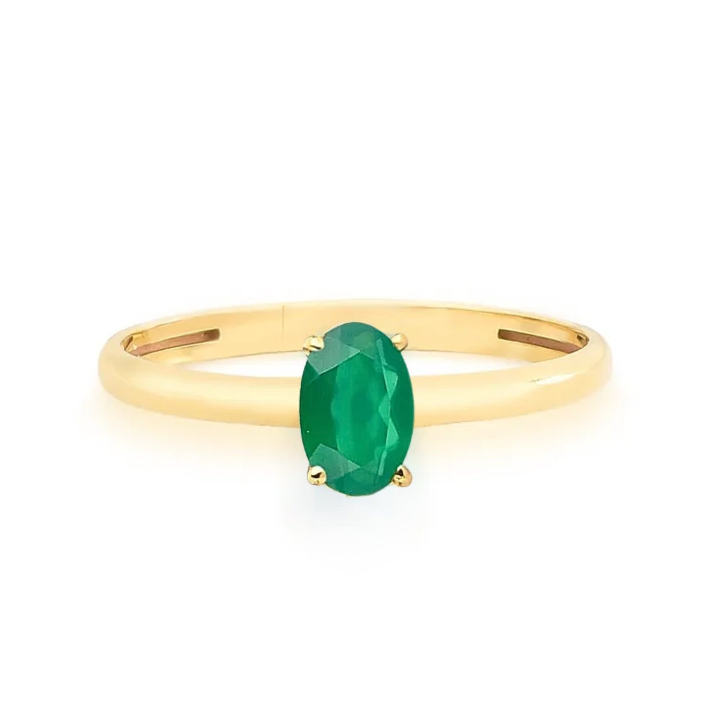 Anel com Esmeralda Oval em Ouro Amarelo 18K-750