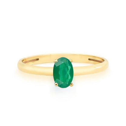 Anel com Esmeralda Oval em Ouro Amarelo 18K-750