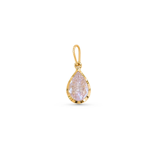 Pingente Ponto de Luz Gota em Ouro Amarelo 18k, com zircônia