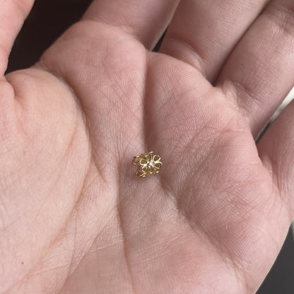 Pingente Separador Flores em Ouro 18k-750, com zircônias