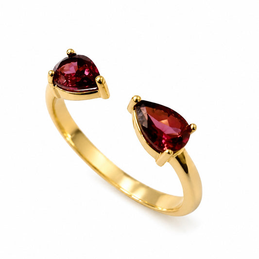 Anel Encontro em Ouro Amarelo 18K-750, com rodolitas