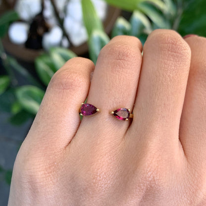 Anel Encontro em Ouro Amarelo 18K-750, com rodolitas