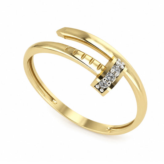 Anel Prego em Ouro Amarelo 18K-750, com zircônias