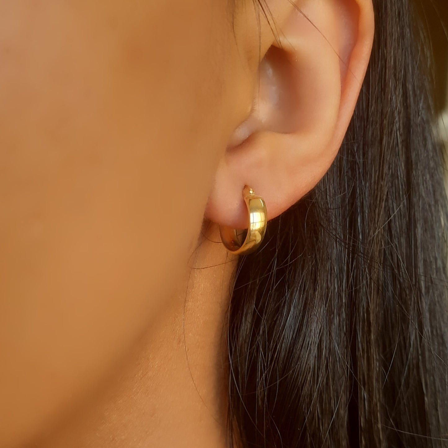 Brinco Argola Redonda em Ouro Amarelo 18k, 12mm