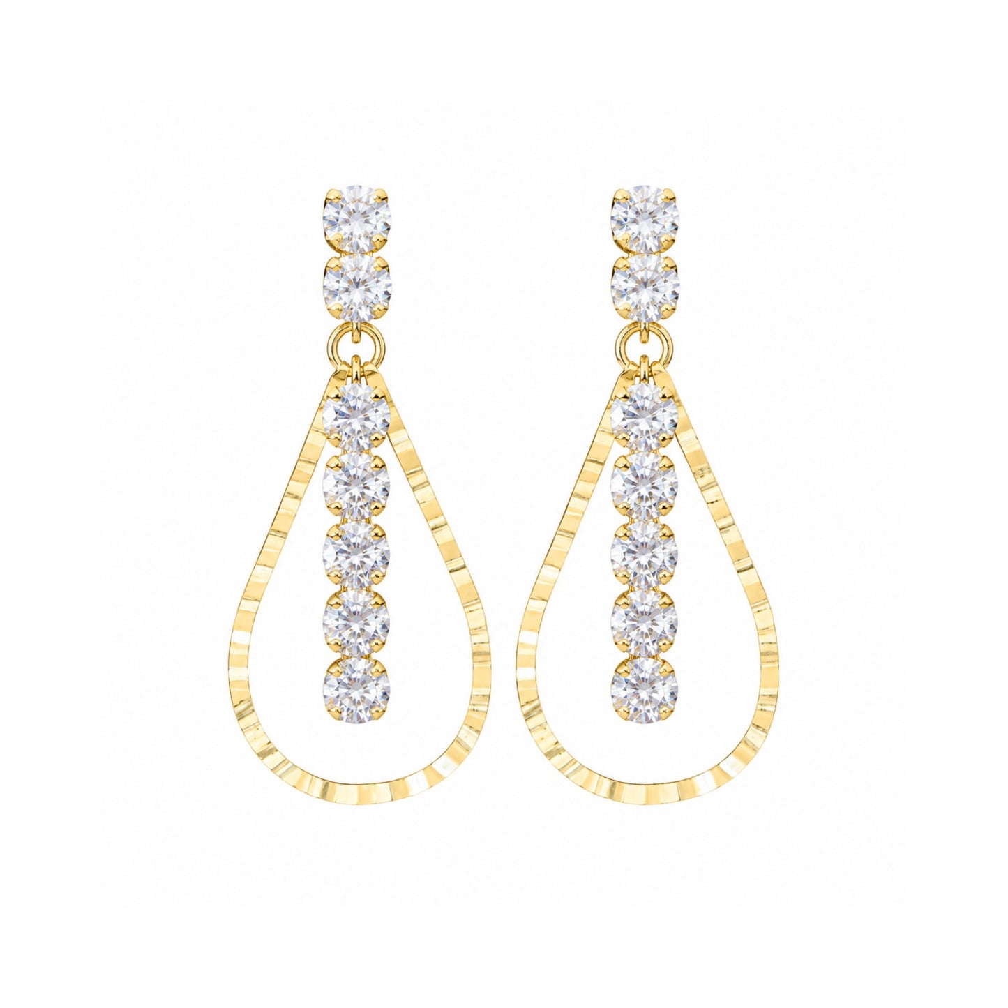 Brinco Gota de Luz em Ouro Amarelo 18K, com zircônias