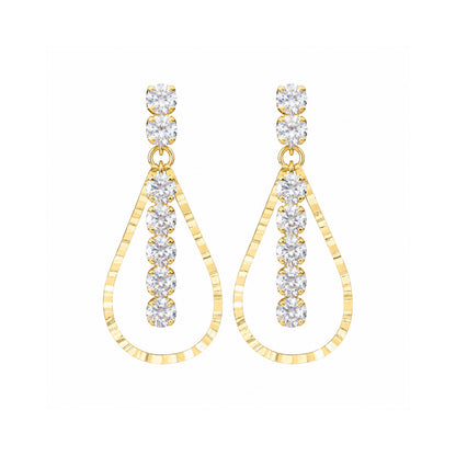 Brinco Gota de Luz em Ouro Amarelo 18K, com zircônias